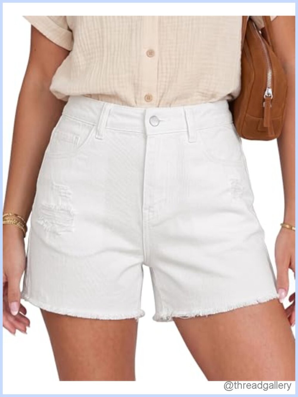 High Waisted Ripped Cut Off Stretchy Denim Jean Shorts 4" Inseam